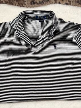 Ralph Lauren Navy & White Striped Polo Shirt